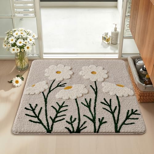 LUMI Square Bathroom Rug 26x26, Soft Absorbent Bath Mat, Non Slip
