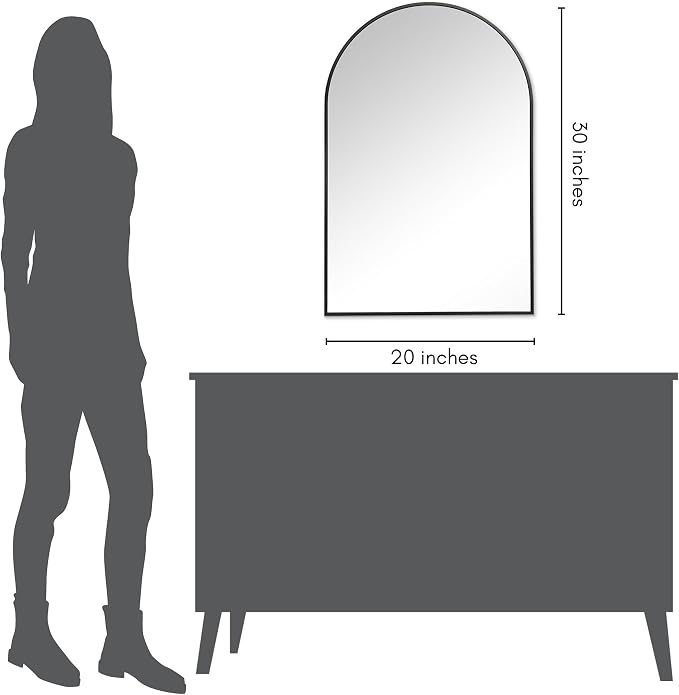 Americanflat 20x30 Arched Mirror - Large Hanging Mirrors with Durable Frame - Modern Mirror for Bathroom, Bedroom, Living Room - Mirrors for Wall Display and Home Decor - Black