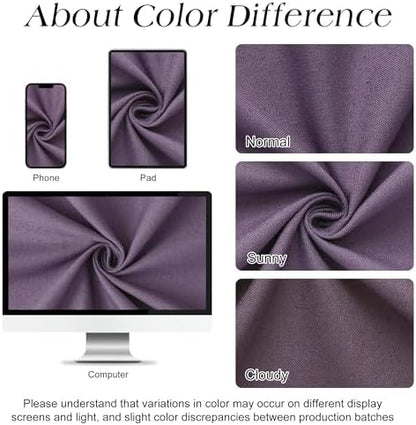 Naturoom Linen Shower Curtain 36x72 Inch for Bathroom Purple 1 Panel