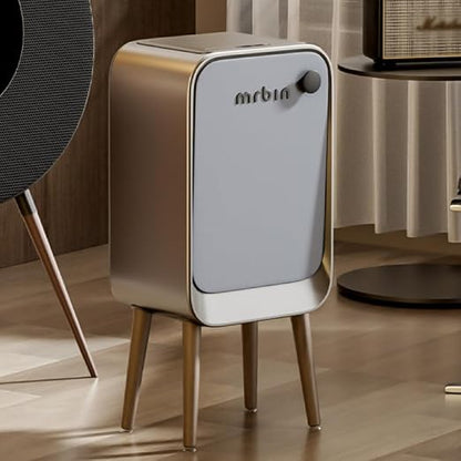 MRBIN Motion Sensor Bathroom Trash Can with Leg, Odor Control 5.5 Gal Tall Automatic Waste Basket for Bedroom, Ozone Purification Neutralizing, Touchless Butterfly Lid, Eclipse Grey