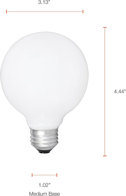 Sylvania Incandescent Double Life Décor Globe Light Bulb, 40W, G25, Medium Base, 265 Lumens, Frosted, 2850K, Soft White - 3 Pack (15345)
