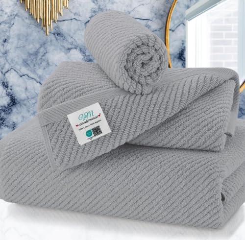 VOOVA & MOVAS 3PC Towel Set, 100% Cotton, Gray