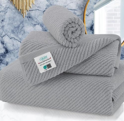 VOOVA & MOVAS 3PC Towel Set, 100% Cotton, Gray