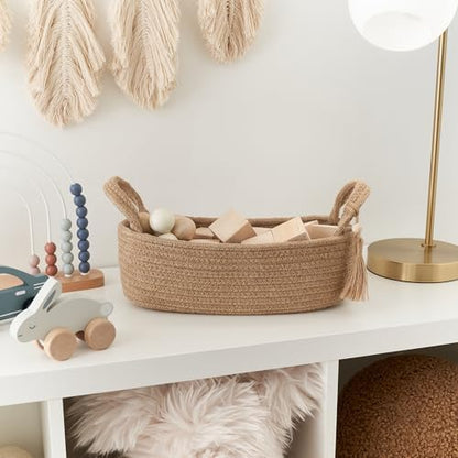 Decorative Toilet Paper Basket - Boho Jute Cotton Rope Bin with Tassel