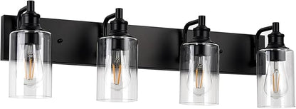 4-Light Bathroom Light Fixtures Modern Black Vanity Lights for Bathroom Lighting Fixtures Over Mirror for Cabinet Mirror Bedroom Hallway