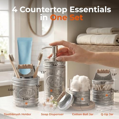 Autumn Alley Galvanized Rustic Farmhouse Bathroom Accessories Set, 4 Pc