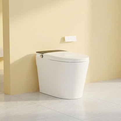 Smart Toilet with ADA Height, Bidet Built-In, Off-Seat Auto Flush, Foot-Sensor, Instant Hot Water and Warm Air Drying, LED Display, Toilet with Light Strip