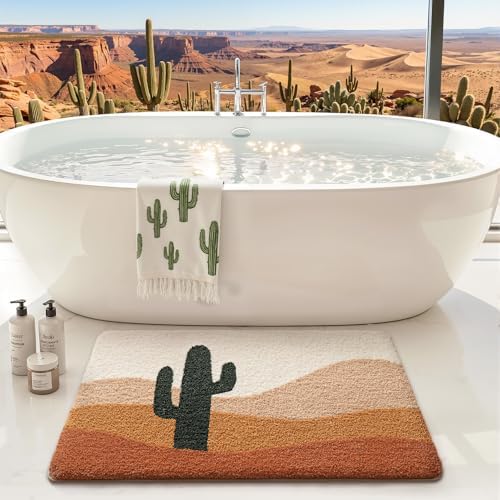 LUMI Cactus Bathroom Rug 24x36 Soft Absorbent Bath Mat, Non Slip