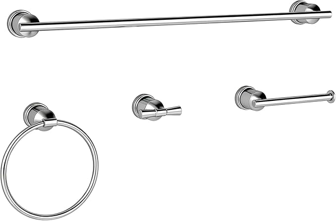 Bright Bathroom Hardware Set 4 Pieces,Towel Bar Set Stainless Steel Wall Mounted