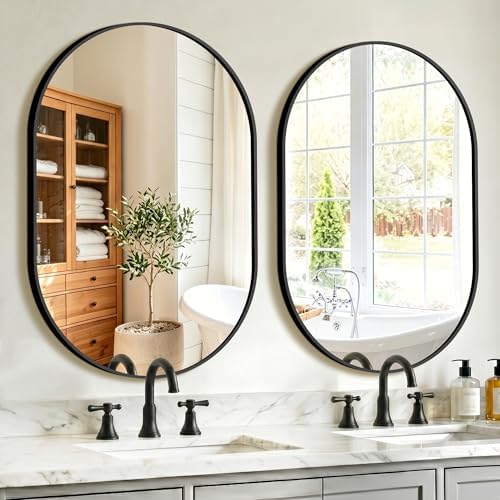 Oval Bathroom Mirror for Over Sink, 2 Pack 24"x36" Vanity Mirror, Black