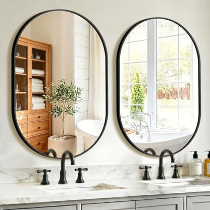 Oval Bathroom Mirror for Over Sink, 2 Pack 24"x36" Vanity Mirror, Black