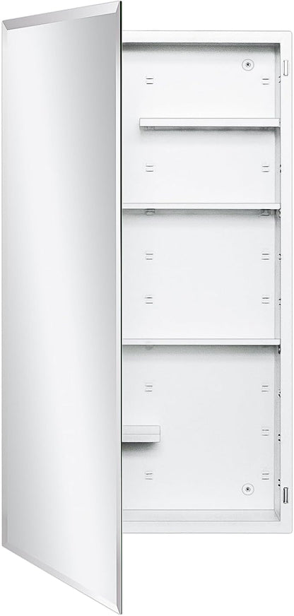 Fundin White Medicine Cabinet Recessed or Surface Mount, Bathroom Medicine Cabinet with 20 x 36 Mirror Size and Adjustable Staggered Shelves