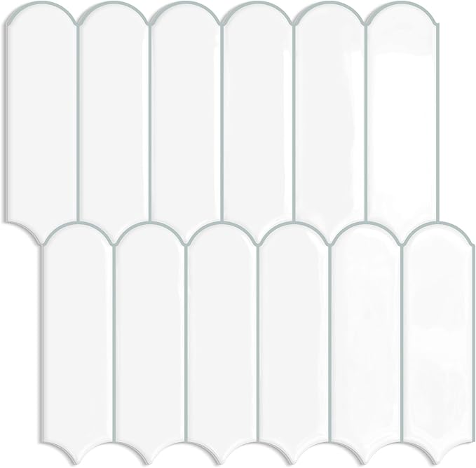 White Peel and Stick Backsplash Self Adhesive Wall Tiles 10-Sheet | Thick,Sticky,for Kitchen,Bathroom,Laundry,Sink,12"×12"