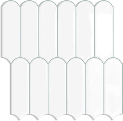 White Peel and Stick Backsplash Self Adhesive Wall Tiles 10-Sheet | Thick,Sticky,for Kitchen,Bathroom,Laundry,Sink,12"×12"
