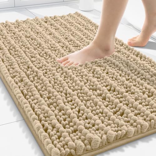 Smiry Bathroom Rugs 30X20, Extra Soft Rubber Backing Chenille Bath Mats