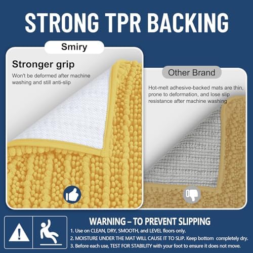 Smiry Bathroom Rugs 48X32, Extra Soft Rubber Backing Chenille Bath Mats