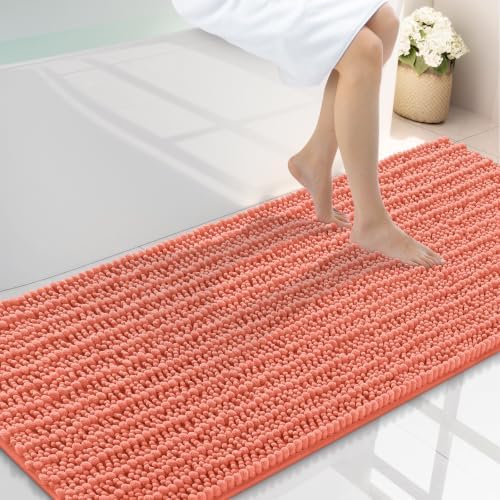 Smiry Bathroom Rugs 59X24, Extra Soft Rubber Backing Chenille Bath Mats