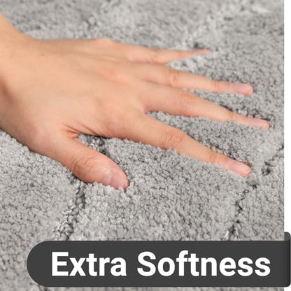DEXDE Bathroom Rugs 20x32 Non Slip Bath Mats for Floor Shower Tub Grey