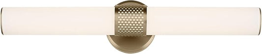 Kichler Sashi 24.25" LED Medium Bath Bar with White Glass in Champagne Bronze, Modern, for Vanity, Fireplace, Buffet, Hallway, Vanity Mirror, (24.25" W x 5" H) 55192CPZLED