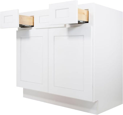 Furinno Shaker 2-Drawer Bath Vanity Cabinet Without Top, Ready to Assemble, 21 D x 36 W x 34.5 H, White