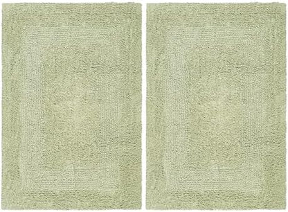 COTTON CRAFT Bath Rugs - 2 Pack Large 20x30 Soft Plush Bath Mats - Sage
