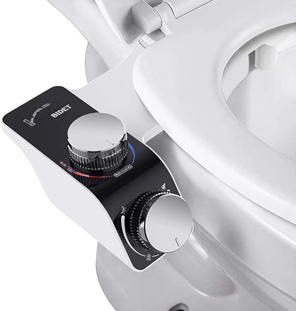 Self-Cleaning Non-Electric Dual Nozzle Bidet Attachment for Toilet Seat with Warm Water Jet Spray for Toilet Bathroom Bidet Toilet Sprayer Adjustable Water Pressure, Rear and Feminine Wash
