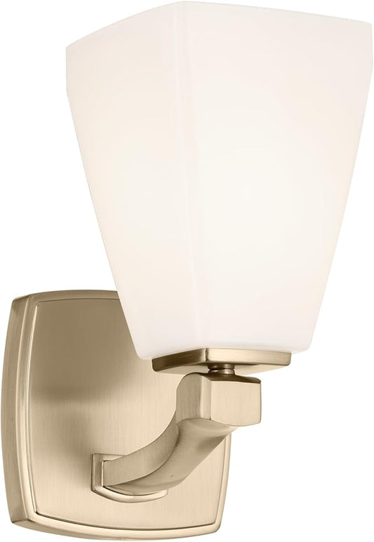 Kichler Marant 5" 1-Light Wall Sconce with Opal Glass in Champagne Bronze, for Bathroom, Powder Room, Hallway, Fireplace, (5" W x 9.5" H), 55214CPZ
