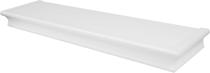 HIGH & MIGHTY Decorative 24" Floating Shelf Holds up to 20 lbs, Easy Tool-Free Dry Wall Installation, Beveled, White | 515660