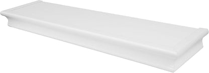 HIGH & MIGHTY Decorative 24" Floating Shelf Holds up to 20 lbs, Easy Tool-Free Dry Wall Installation, Beveled, White | 515660