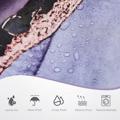 Purple Marble Shower Curtain, Modern Abstract Luxury Purple Gold Ink Texture Watercolor Art Bathroom Curtains Ombre Machine Washable Waterproof Fabric Bathtub Curtain Set with Hooks 60" Wx72 L