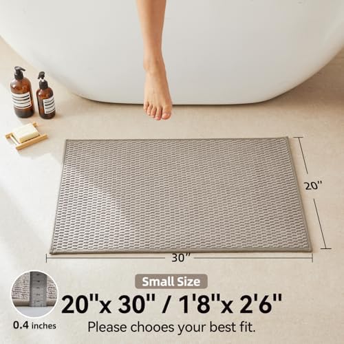 Triohero Bathroom Rugs Non Slip Washable, Super Absorbent Thin Bath Mat Small Quick Dry Low Pile Bathroom Rug, Beige 20"x30"