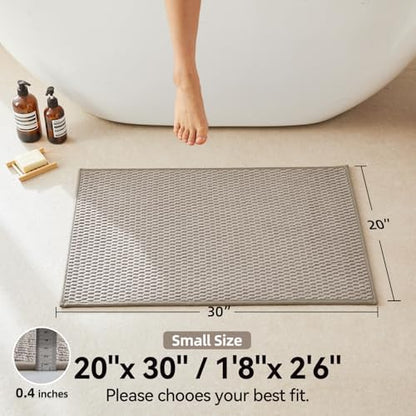 Triohero Bathroom Rugs Non Slip Washable, Super Absorbent Thin Bath Mat Small Quick Dry Low Pile Bathroom Rug, Beige 20"x30"
