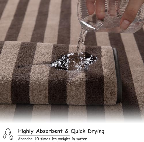 2 Piece Brown Cabana Stripe Hand Towels for Bathroom 16"x31" Ultra Soft Breathable Hand Face Towels Highly Absorbent Towel Quick Dry Towel for Spa Gym Hotel Travel Camp