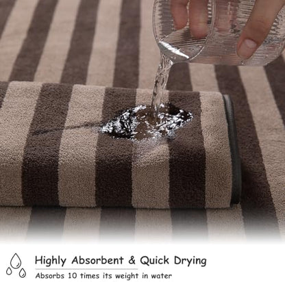 2 Piece Brown Cabana Stripe Hand Towels for Bathroom 16"x31" Ultra Soft Breathable Hand Face Towels Highly Absorbent Towel Quick Dry Towel for Spa Gym Hotel Travel Camp