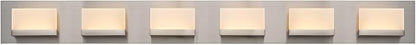 Kira Home Everett 48" Modern Integrated LED 6-Light Bathroom Vanity Light | 60W 3000K Warm White Light, Minimalist Bathroom Wall Sconce with Frosted Acrylic Blocks, Brushed Nickel Finish