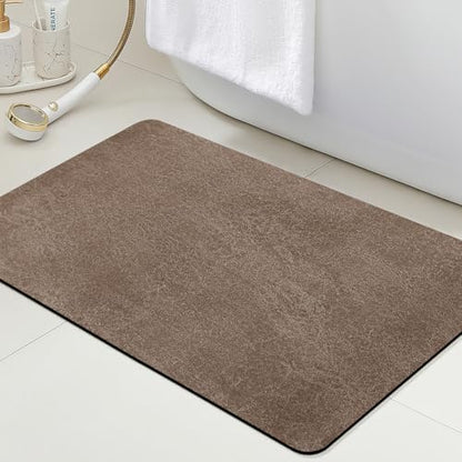 ACCUMTEK Non Slip Bath Mat, Thin Bathroom Rugs Fit Under Door, Quick Dry Bath Mats, Machine Washable Bath Rugs for Bathroom, Bathtub & Kitchen, Bathtub & Kitchen, Brown/Marble/24 x17