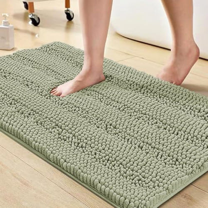 Turquoize Bathroom Rug 20"x32", Absorbent Chenille Bath Rug, Eucalyptus