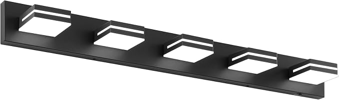 Bathroom Vanity Lighting Fixtures Over Mirror (5-Light, 40-Inch) Modern LED Bathroom Wall Lighting Fixtures, Matte Black (Cool White 6000K)