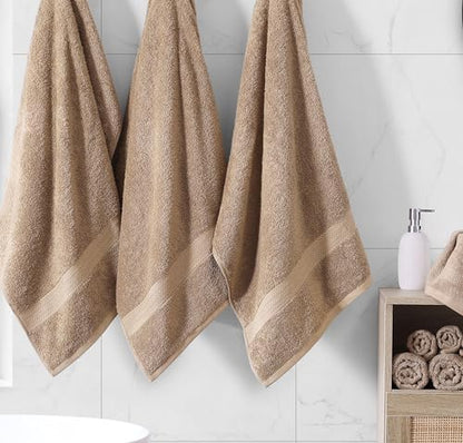 LANE LINEN Towel Set Quick Dry 100% Cotton 18 Piece Soft Absorbent - Taupe