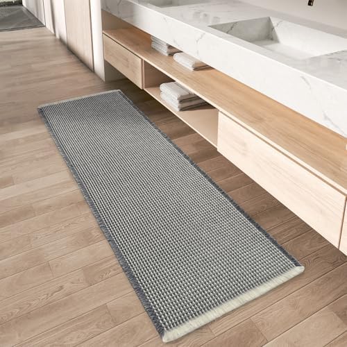 Upgraded Waffle Bath Mat Runner Absorbent Non Slip Bathroom Mat, 2' x 6'