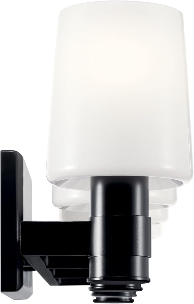 Kichler Adani 4-Light Vanity, Modern Light with Opal Glass in Black, Bathroom (8.25" x 30"), 55177BK