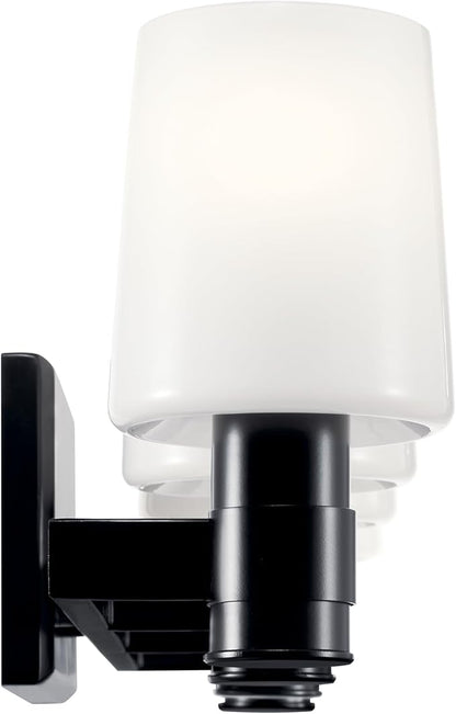 Kichler Adani 4-Light Vanity, Modern Light with Opal Glass in Black, Bathroom (8.25" x 30"), 55177BK