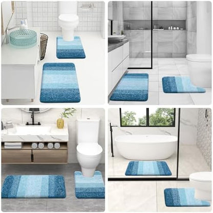 OLANLY Microfiber Bathroom Rugs Sets 3 Piece, 47"x20"+24"x16"+24"x20"
