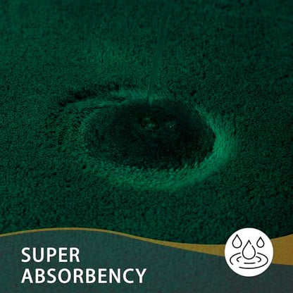 MINIDEAR Toilet Rugs 24x20 - U Shaped Dark Green Thick Memory Foam Contour Rugs,Plush Fluffy, Non-Slip, Quick Dry, Absorbent Washable Floor Microfiber Mat for Home Decor Accessories