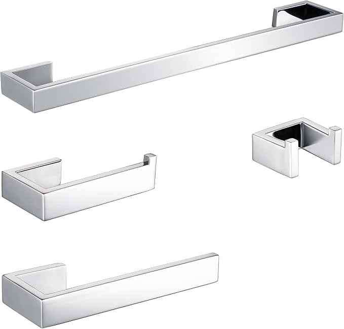 BAGNOLUX Bathroom Hardware Set, Bath Towel Holder Set SUS304 Stainless Steel, Towel Rack for Wall Mounted, Chrome Bathroom Accessories Set Fixture Heavy Duty, Polished Chrome
