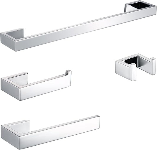BAGNOLUX Bathroom Hardware Set, Bath Towel Holder Set SUS304 Stainless Steel, Towel Rack for Wall Mounted, Chrome Bathroom Accessories Set Fixture Heavy Duty, Polished Chrome