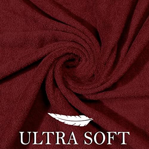 6 Piece Bath Towel Set, 2 Bath, 2 Hand, 2 Washcloths, Burgundy