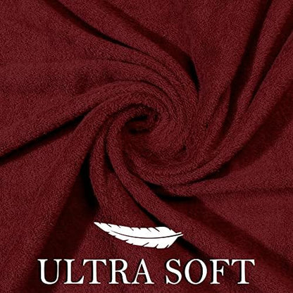 6 Piece Bath Towel Set, 2 Bath, 2 Hand, 2 Washcloths, Burgundy