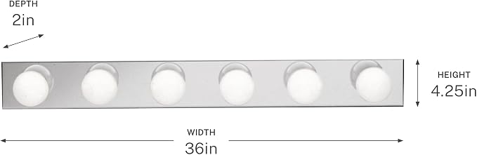 Kichler 6-Light Bathroom Vanity Light, Chrome | Linear bath bar vanity light for bathroom mirrors (36" x 4.25" x 2"), 626CH
