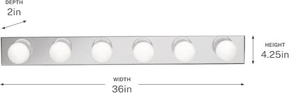 Kichler 6-Light Bathroom Vanity Light, Chrome | Linear bath bar vanity light for bathroom mirrors (36" x 4.25" x 2"), 626CH
